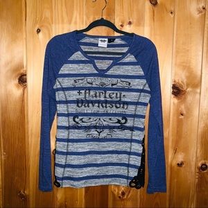 Harley Davidson striped long sleeve shirt